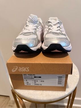 ASICS Kids White and Silver GEL-1130 PS Sneakers